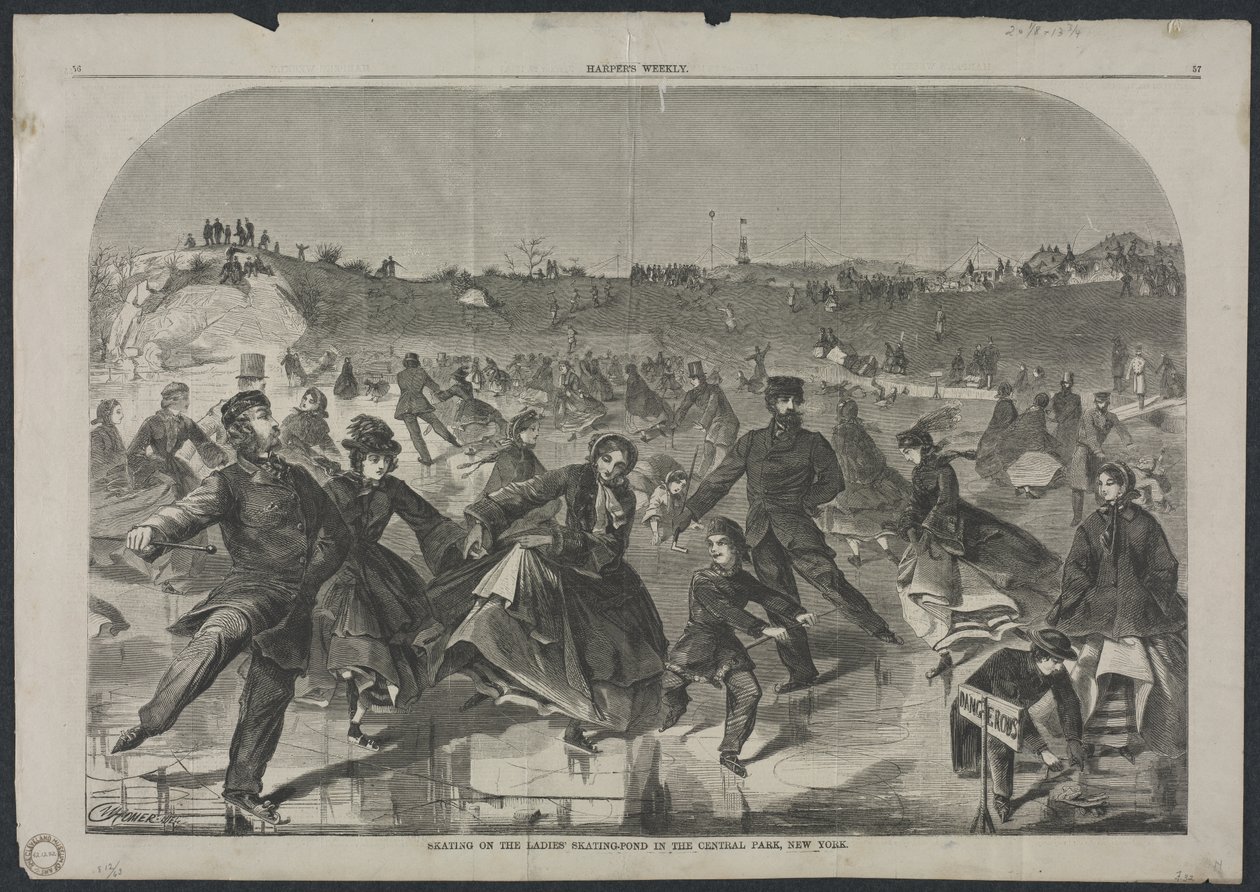 Jazda na łyżwach na damskim stawie w Central Parku w Nowym Jorku autorstwa Winslow Homer