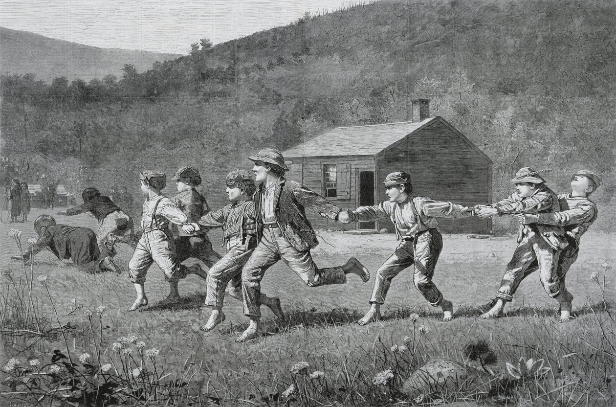 Snap-the-Whip, z Harpers Weekly, 20 września 1873, (drewno na papierze gazetowym) autorstwa Winslow Homer