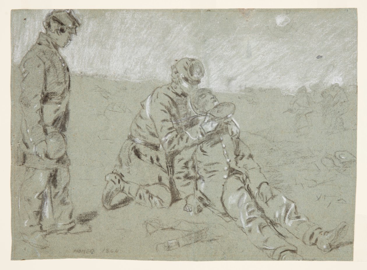 Żołnierz dający wodę rannemu towarzyszowi autorstwa Winslow Homer