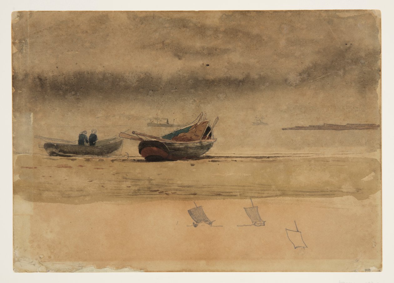 Widok rufy dwóch łodzi wiosłowych, Anglia autorstwa Winslow Homer