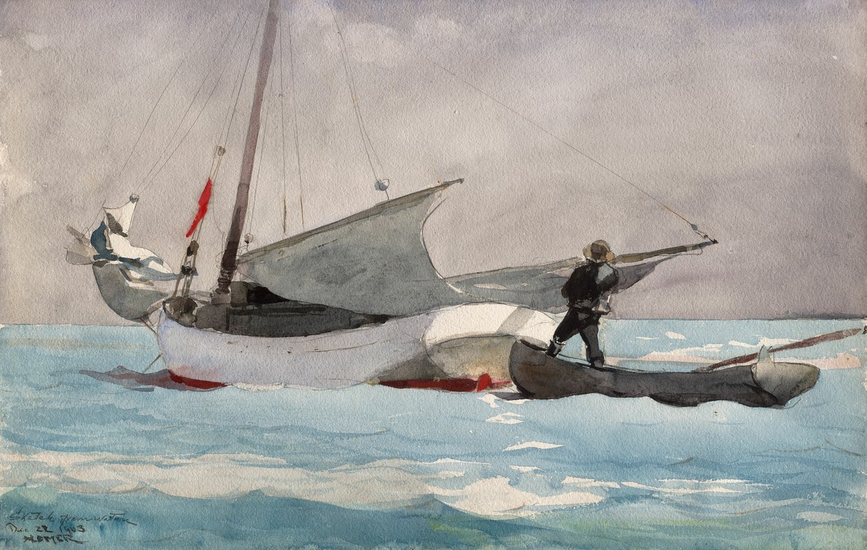 Sztauowanie żagla autorstwa Winslow Homer
