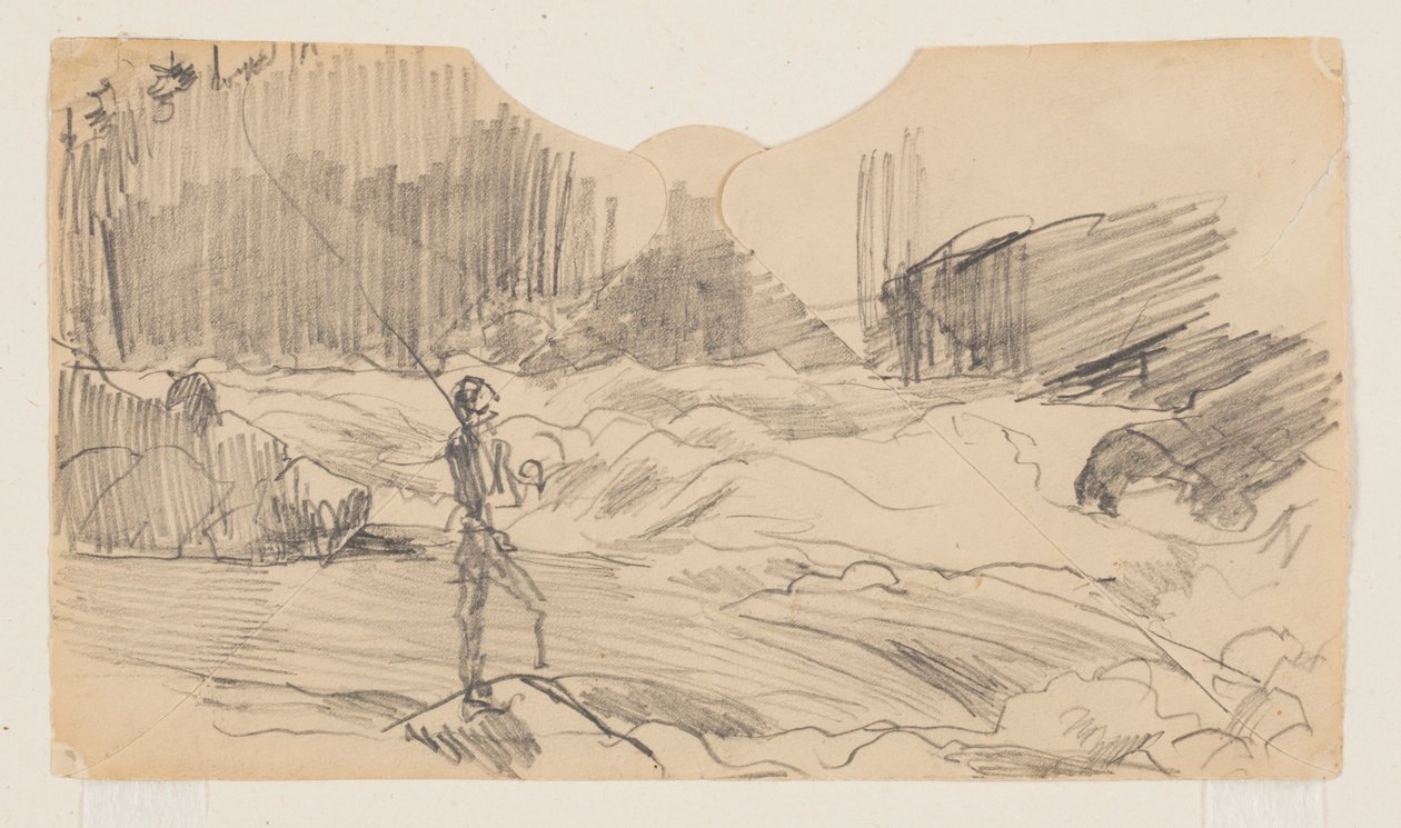 Studium dla „Wędkarstwa Ouananiche” nad jeziorem St. John autorstwa Winslow Homer
