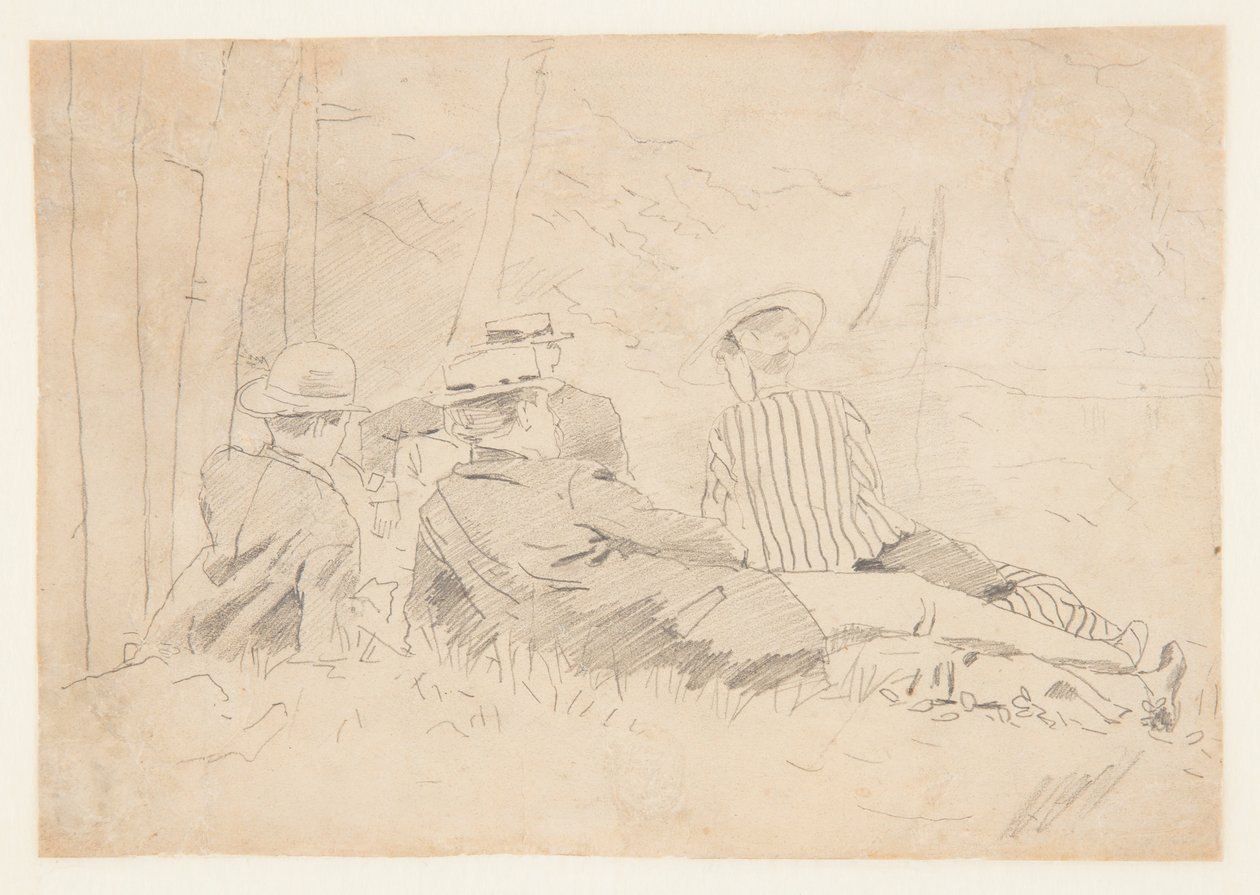 Studium dla „Wędkarskiego przyjęcia” autorstwa Winslow Homer
