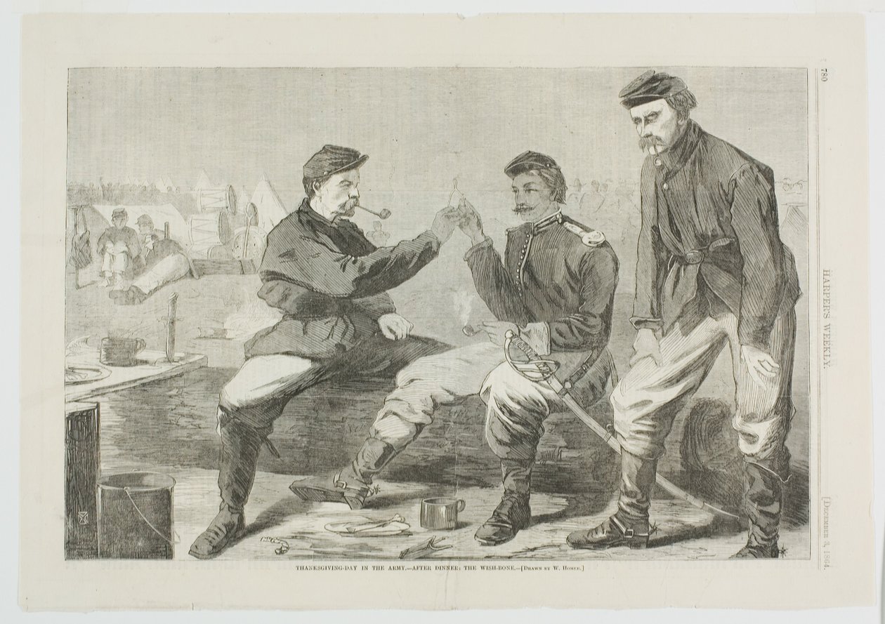 Święto Dziękczynienia w wojsku - po kolacji: Kość życzeń autorstwa Winslow Homer