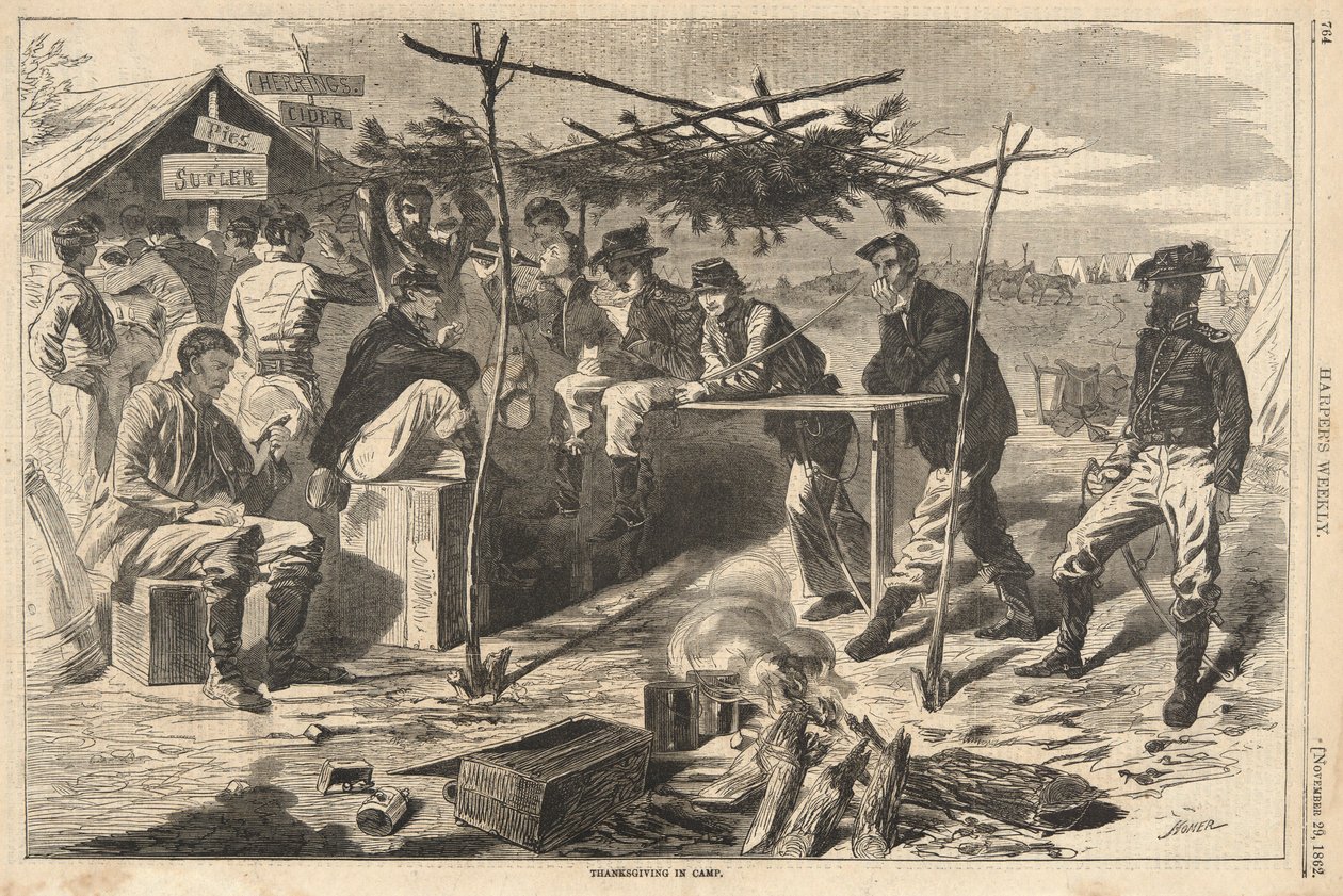 Święto Dziękczynienia w obozie, z Harper autorstwa Winslow Homer