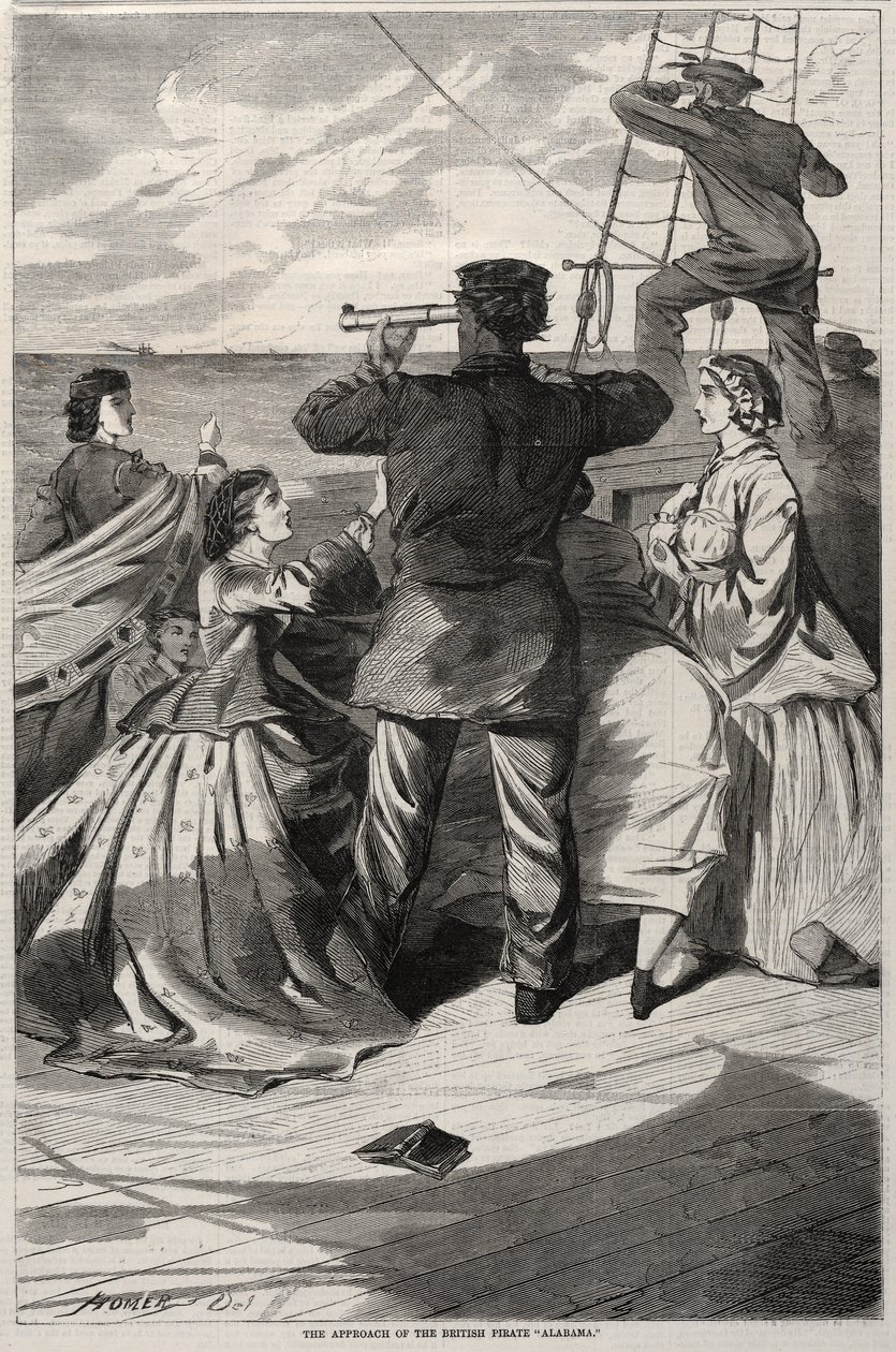 Podejście brytyjskiego statku pirackiego „Alabama” autorstwa Winslow Homer