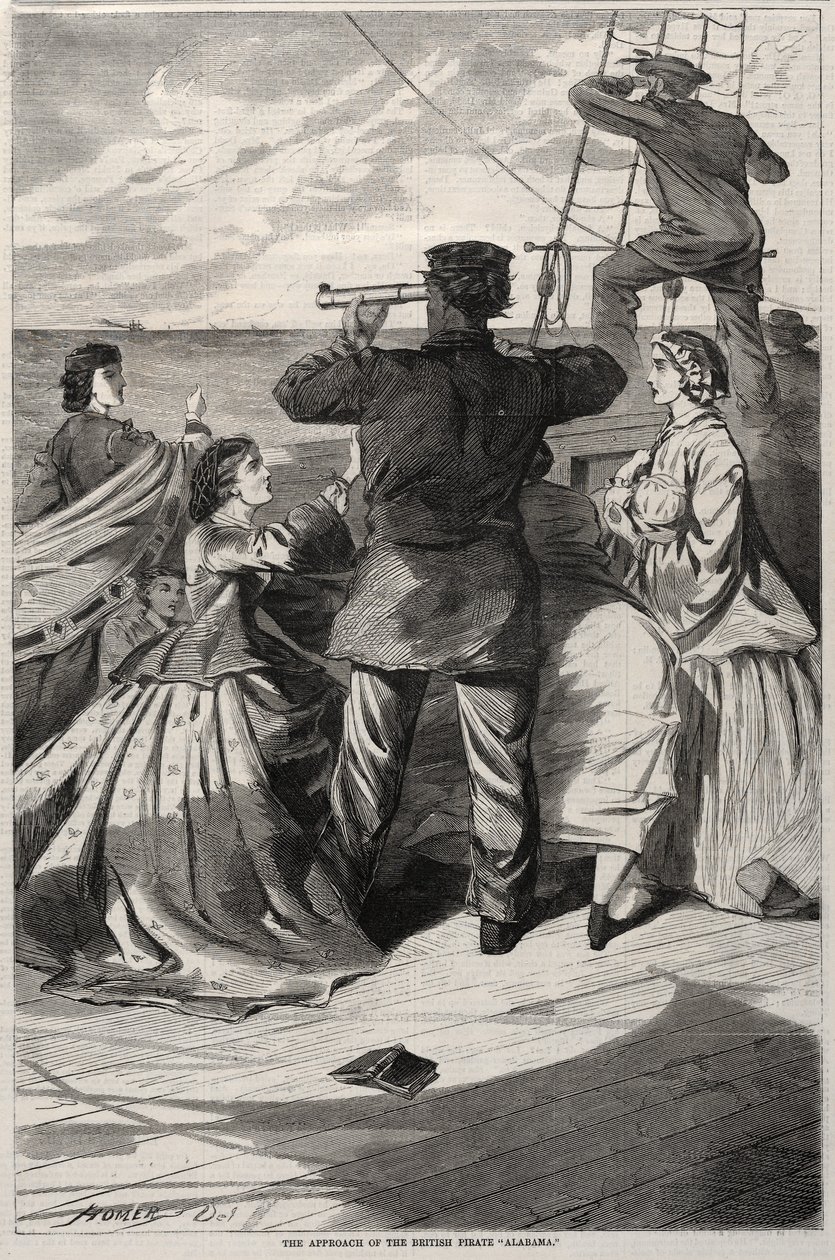 Podejście brytyjskiego pirata Alabamy, 1863. autorstwa Winslow Homer