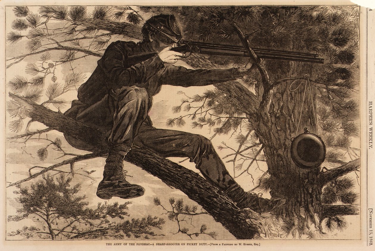 Armia Potomaku - ostry strzelec na służbie przy pikiecie autorstwa Winslow Homer