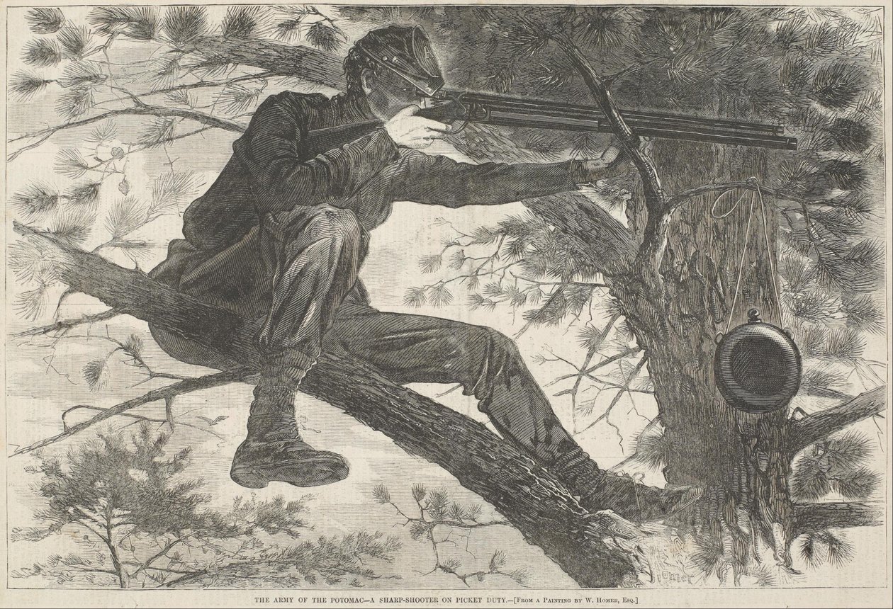 Armia Potomaku – snajper pełniący służbę wartowniczą autorstwa Winslow Homer