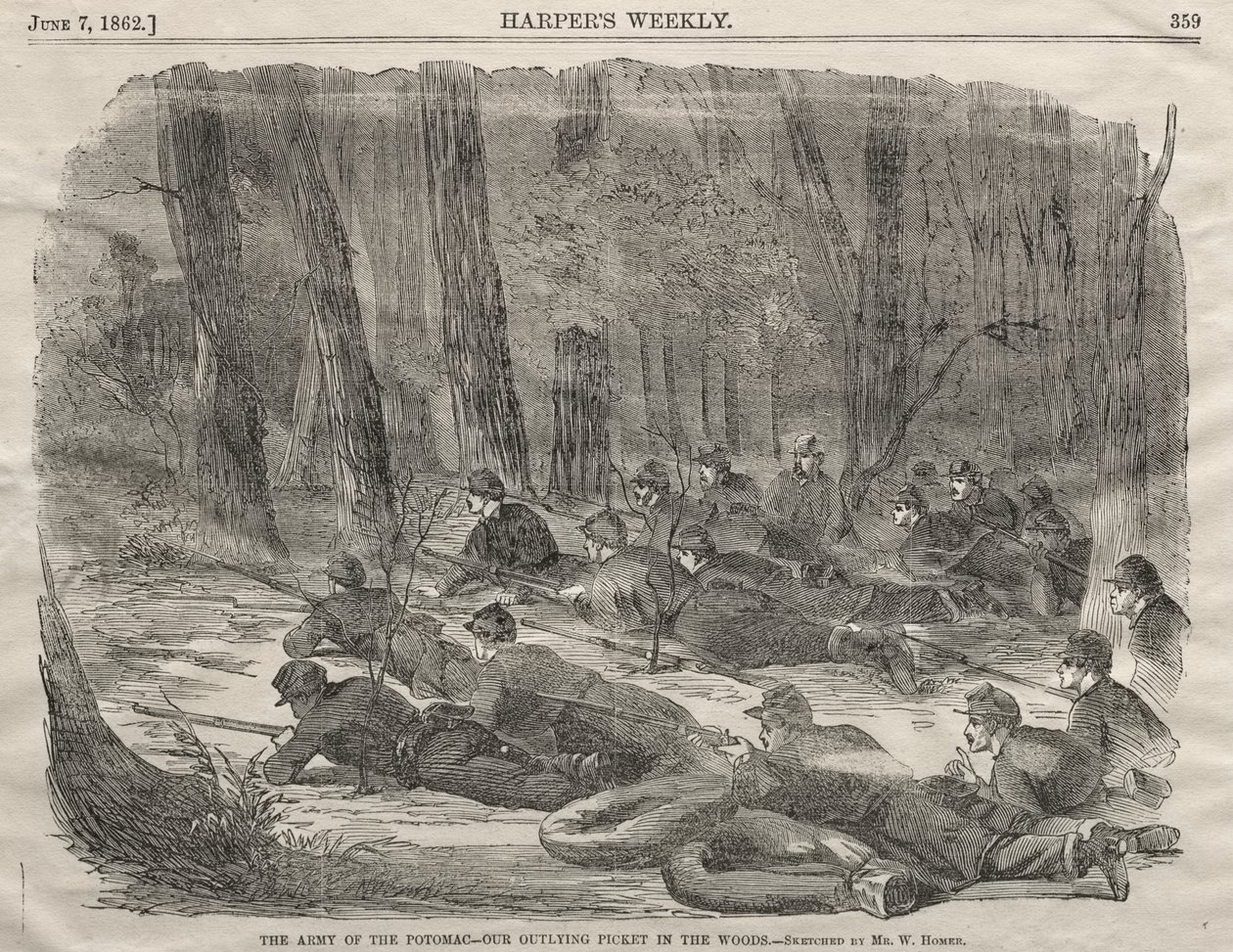 Armia Potomaku - Nasz wysunięty posterunek w lesie autorstwa Winslow Homer