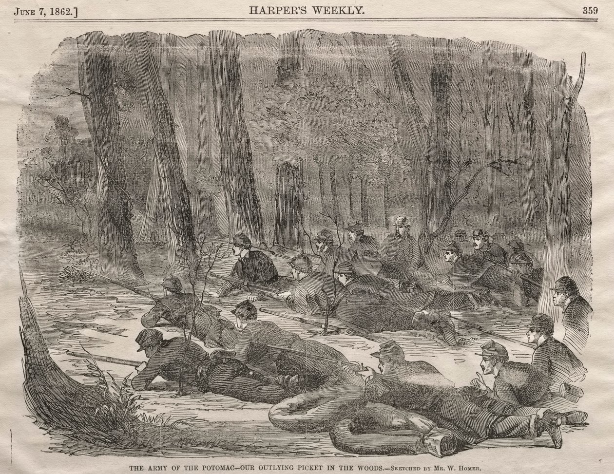 Armia Potomaku - Nasza odległa pikieta w lesie, 1862. autorstwa Winslow Homer