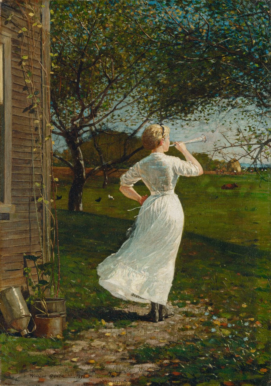 Róg obiadowy (Dmuchanie w róg nad morzem) autorstwa Winslow Homer