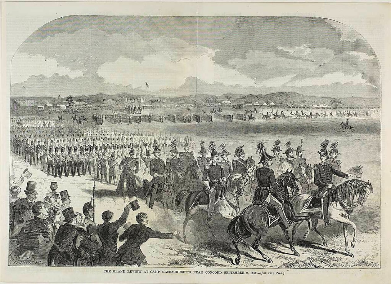 Wielki przegląd w Camp Massachusetts, niedaleko Concord autorstwa Winslow Homer