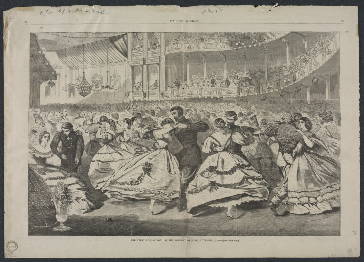 Wielki Bal Rosyjski w Akademii Muzycznej, 5 listopada 1863 r. autorstwa Winslow Homer