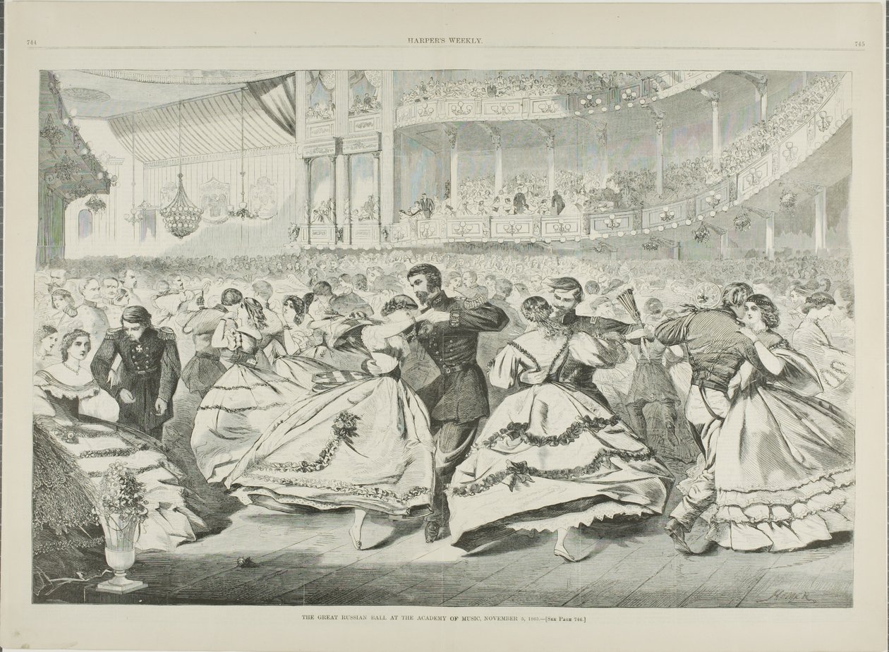 Wielki Bal Rosyjski w Akademii Muzycznej, 5 listopada 1863 r. autorstwa Winslow Homer