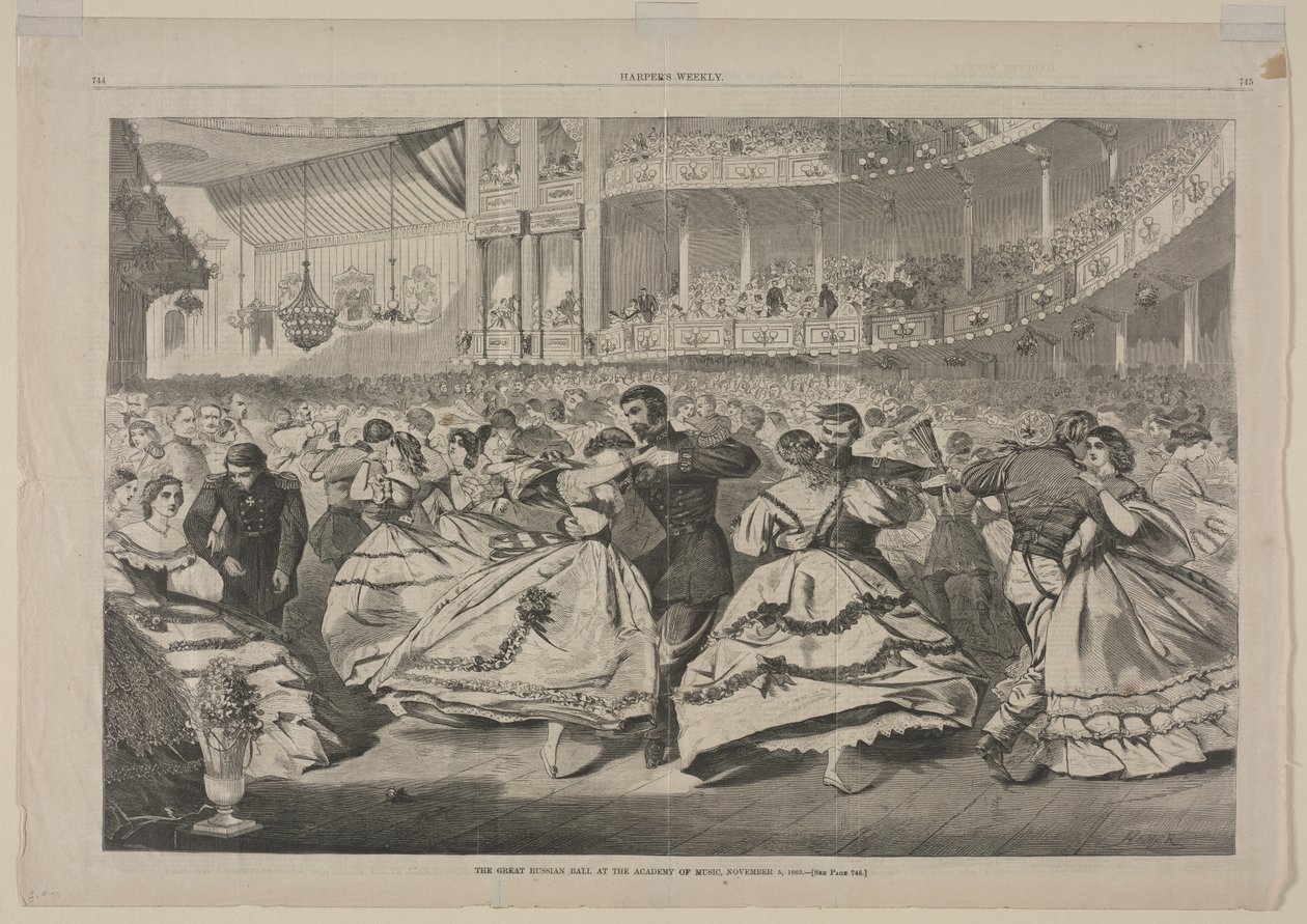 Wielki bal rosyjski w Akademii Muzycznej, 5 listopada 1863 r. autorstwa Winslow Homer