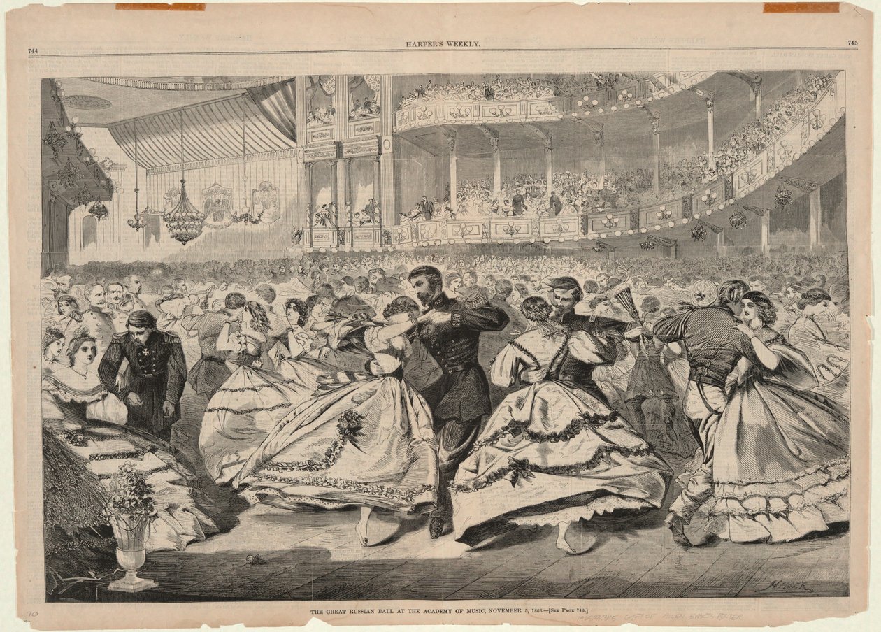 Wielki Bal Rosyjski w Akademii Muzycznej, 5 listopada 1863, Harper autorstwa Winslow Homer