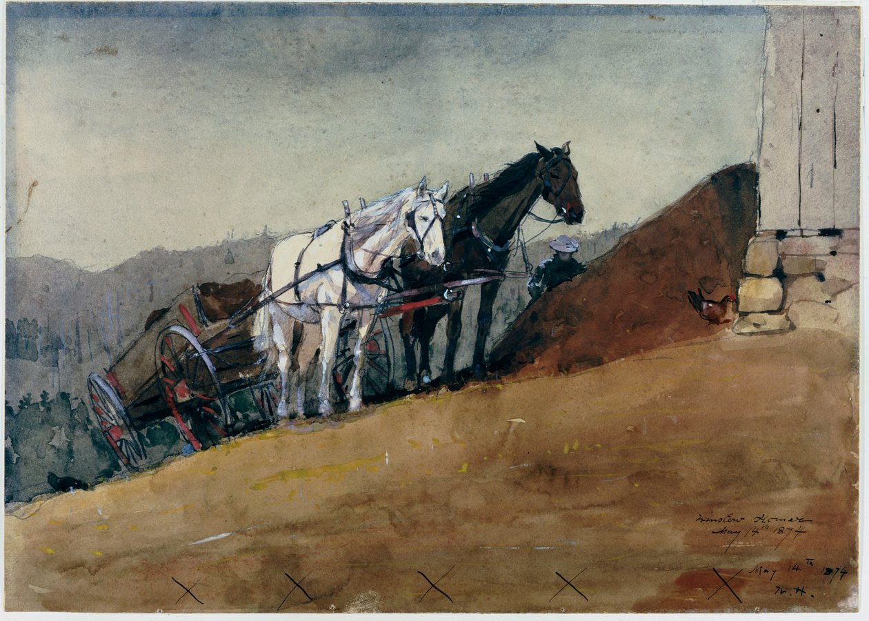Stodoła na wzgórzu – farma Houghton, 1874 autorstwa Winslow Homer