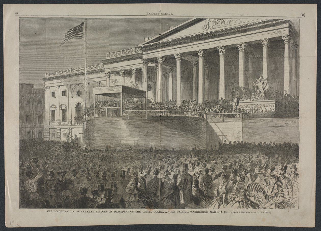 Inauguracja Abrahama Lincolna na prezydenta Stanów Zjednoczonych na Kapitolu w Waszyngtonie, 4 marca 1861 r. autorstwa Winslow Homer