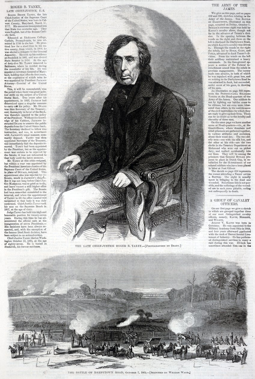 Zmarły prezes Sądu Najwyższego Roger B. Taney, z Harper