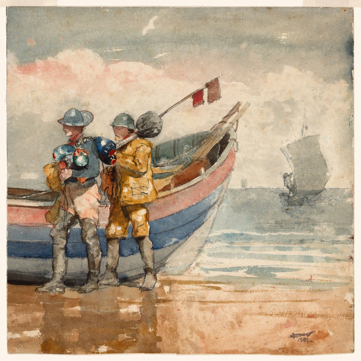 Powrót, Tynemouth (recto) Study (verso) autorstwa Winslow Homer