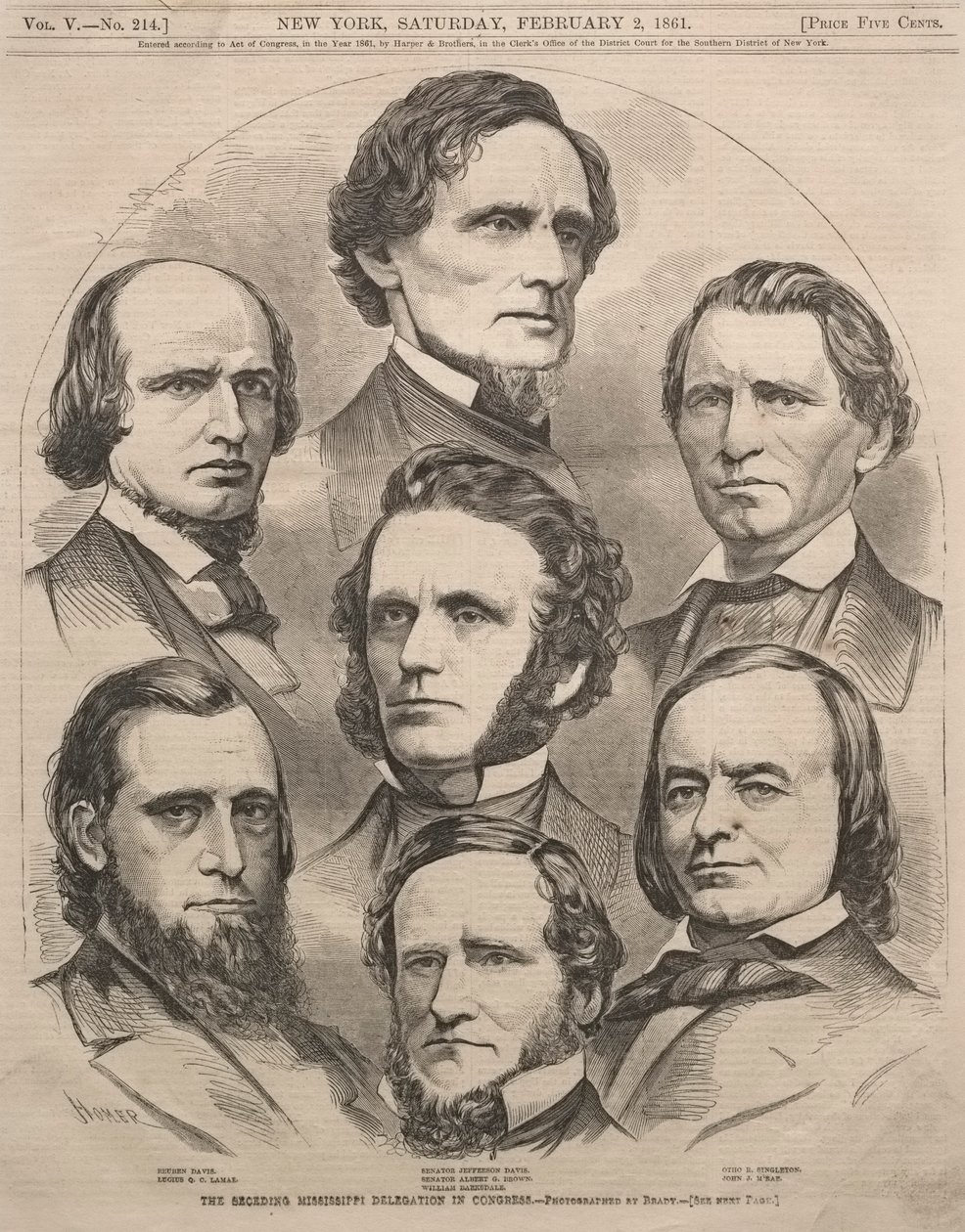 Odstąpienie delegacji Missisipi w Kongresie, 1861. autorstwa Winslow Homer