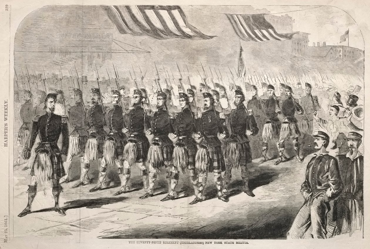 Siedemdziesiąty dziewiąty pułk Highlanders New York State Milicja, 1861. autorstwa Winslow Homer