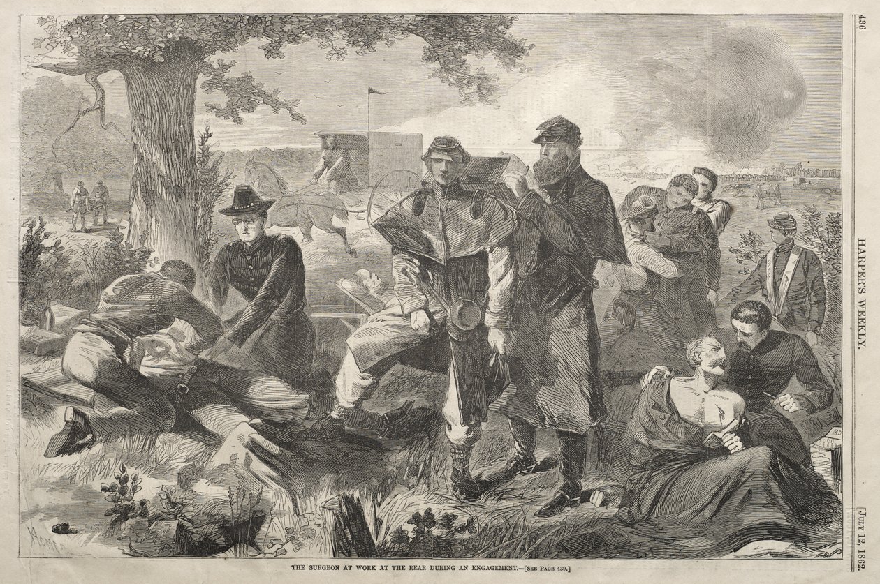 Chirurg przy pracy na tyłach podczas starcia autorstwa Winslow Homer