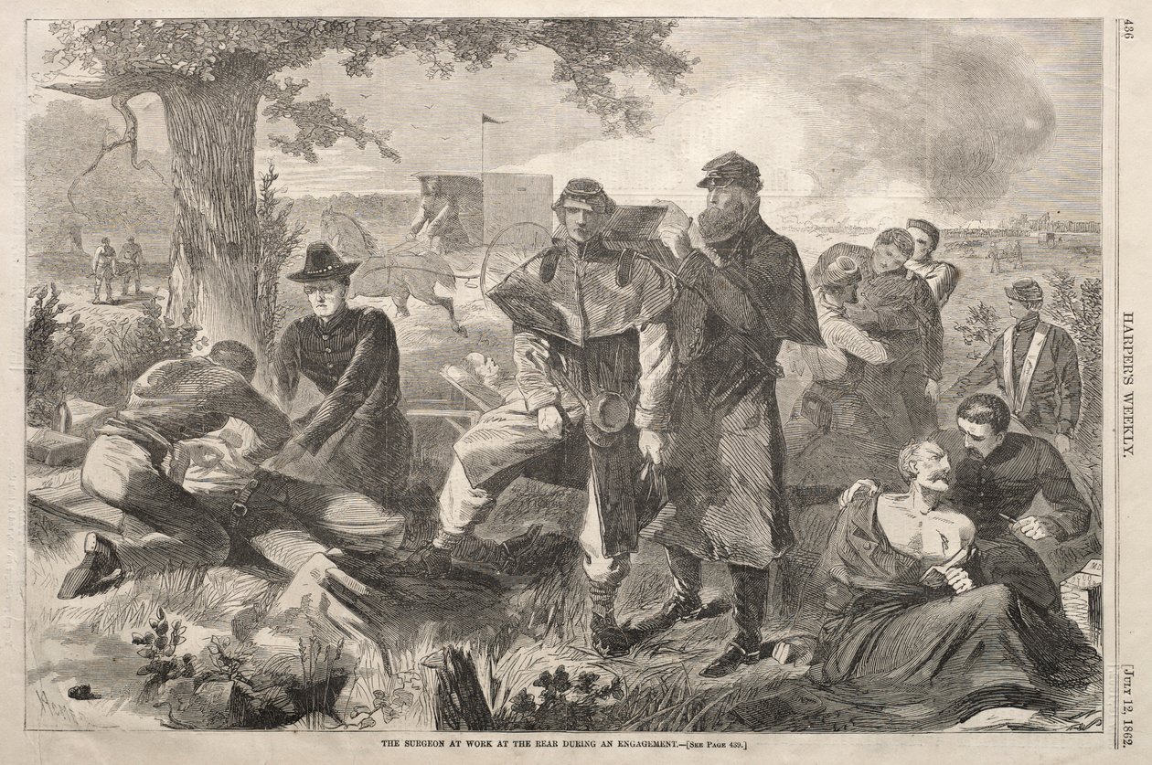 Chirurg w pracy na tyłach podczas zaręczyn, 1862. autorstwa Winslow Homer