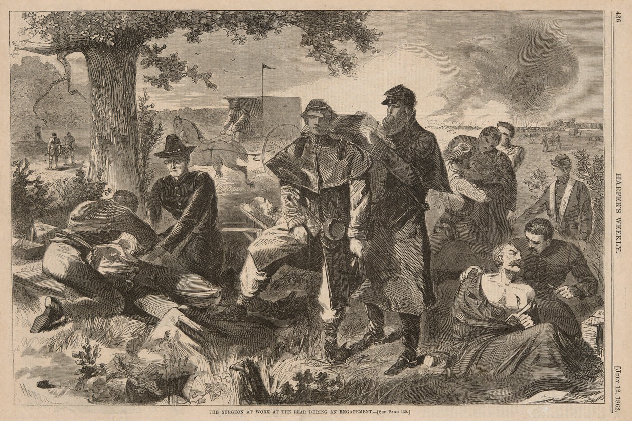 Chirurg przy pracy na zapleczu podczas zaręczyn, z Harper autorstwa Winslow Homer