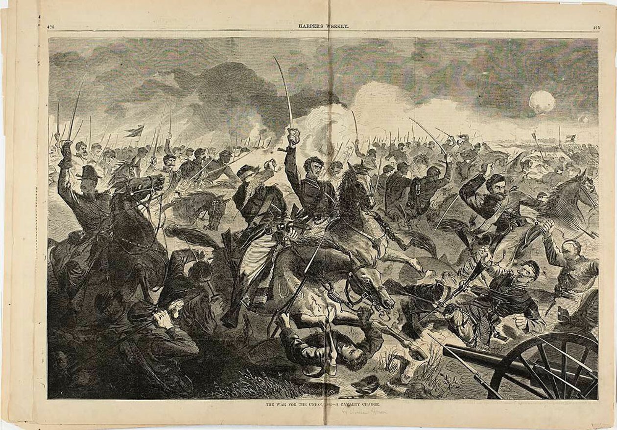Wojna o Unię, 1862 - szarża kawalerii autorstwa Winslow Homer