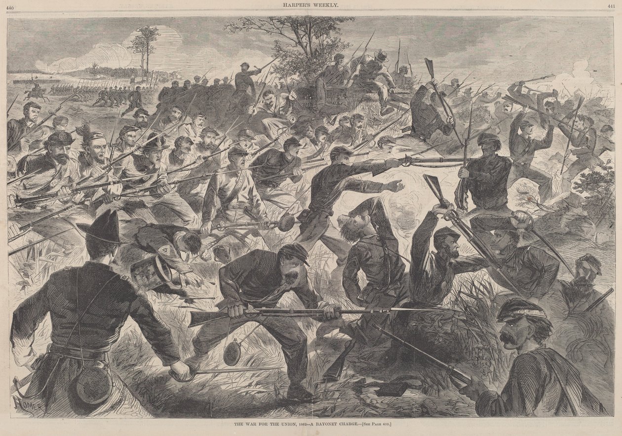 Wojna o Unię, 1862 - Szarża na bagnet, opublikowana 1862. autorstwa Winslow Homer