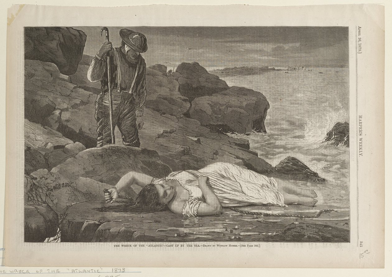 Wrak statku Atlantic wyrzucony przez morze na brzeg autorstwa Winslow Homer