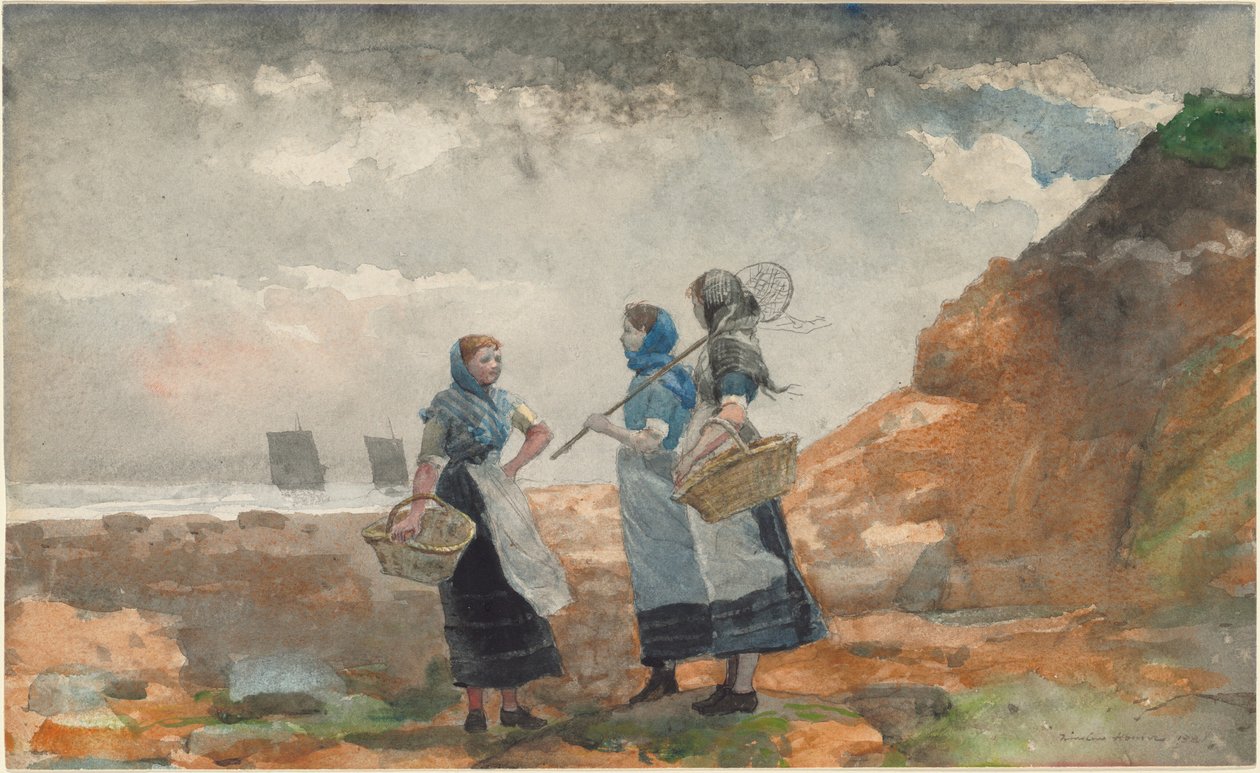 Trzy dziewczęta rybaków, Tynemouth autorstwa Winslow Homer