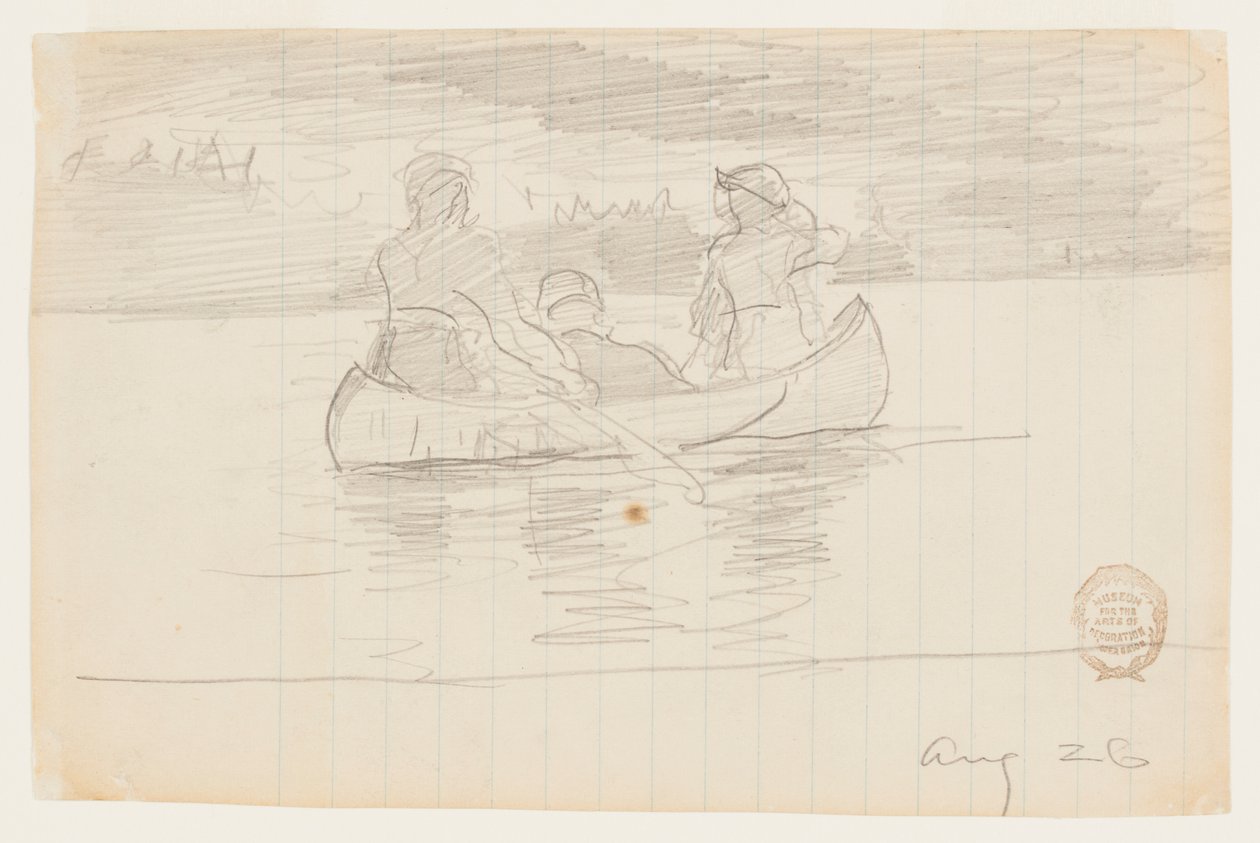 Trzej mężczyźni w kajaku, Il Manigne, Quebec autorstwa Winslow Homer