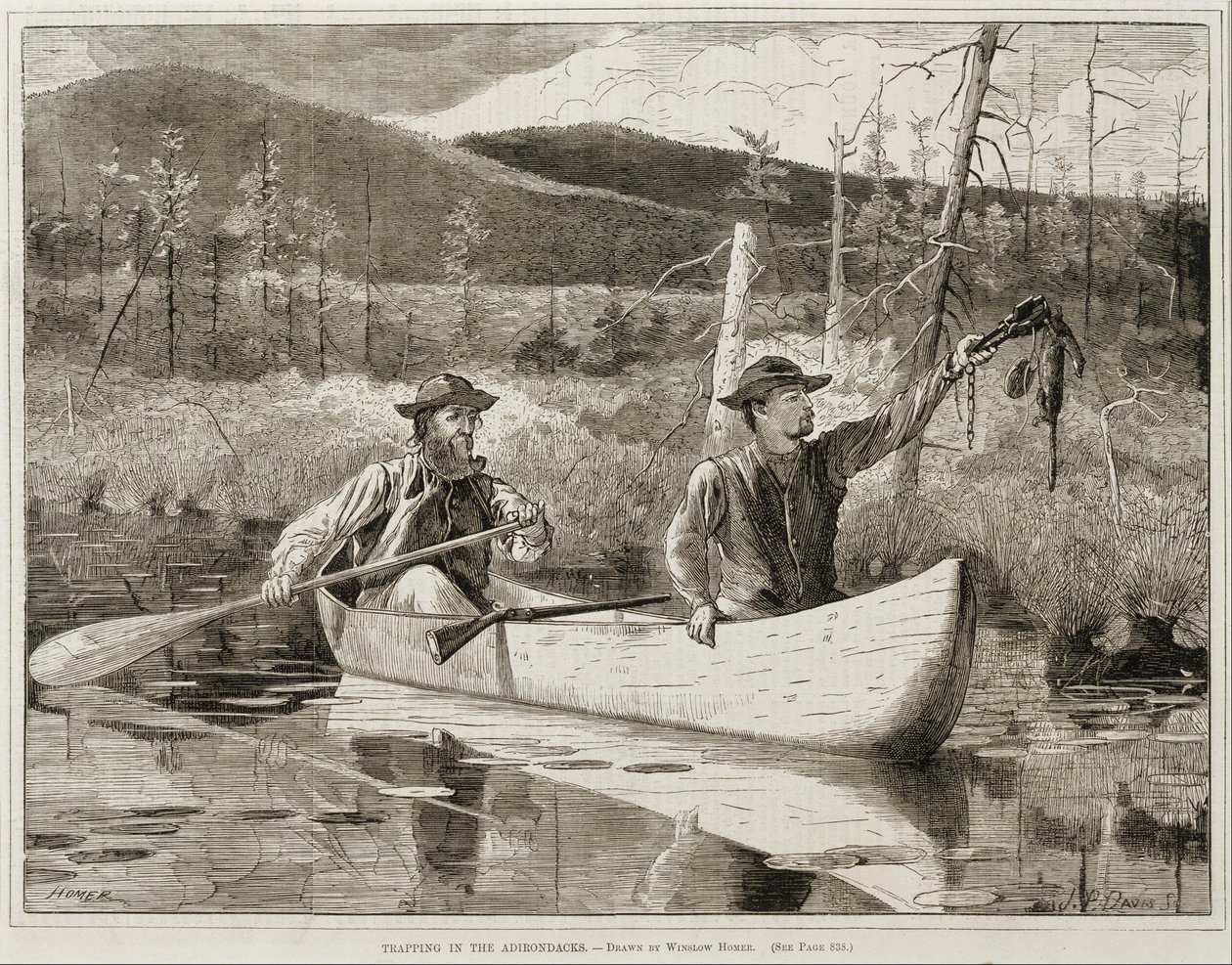 „Polowanie z pułapkami w Adirondacks” autorstwa Winslow Homer