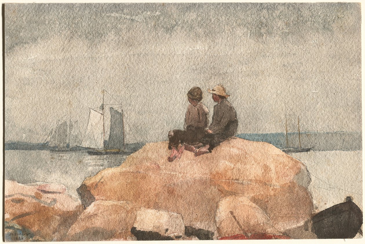 Dwóch chłopców obserwujących szkunery autorstwa Winslow Homer