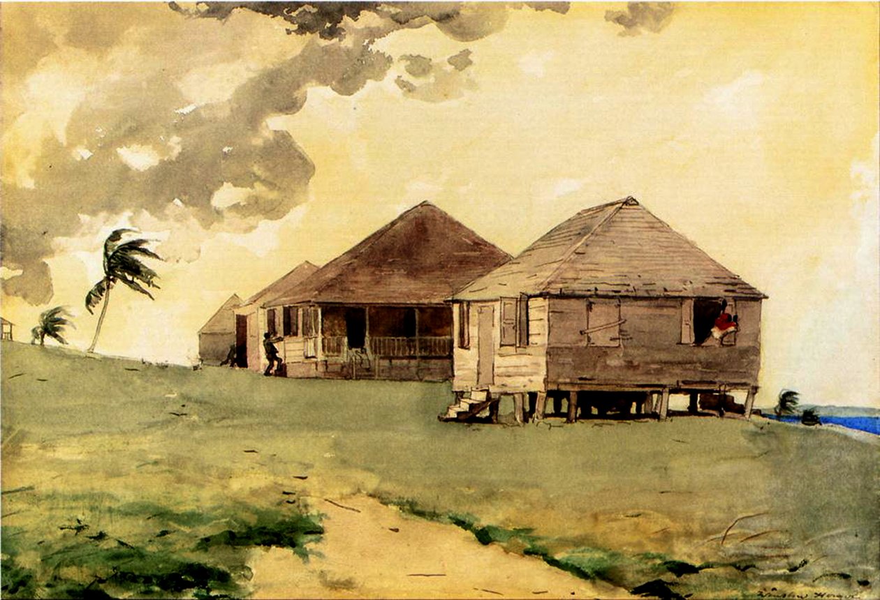 Nadchodzące tornado, Bahamy, 1885 (wc i ołówek na papierze) autorstwa Winslow Homer