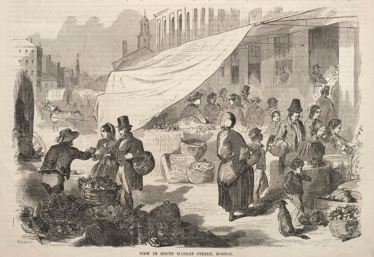 Widok na South Market Street, Boston, 1857. autorstwa Winslow Homer