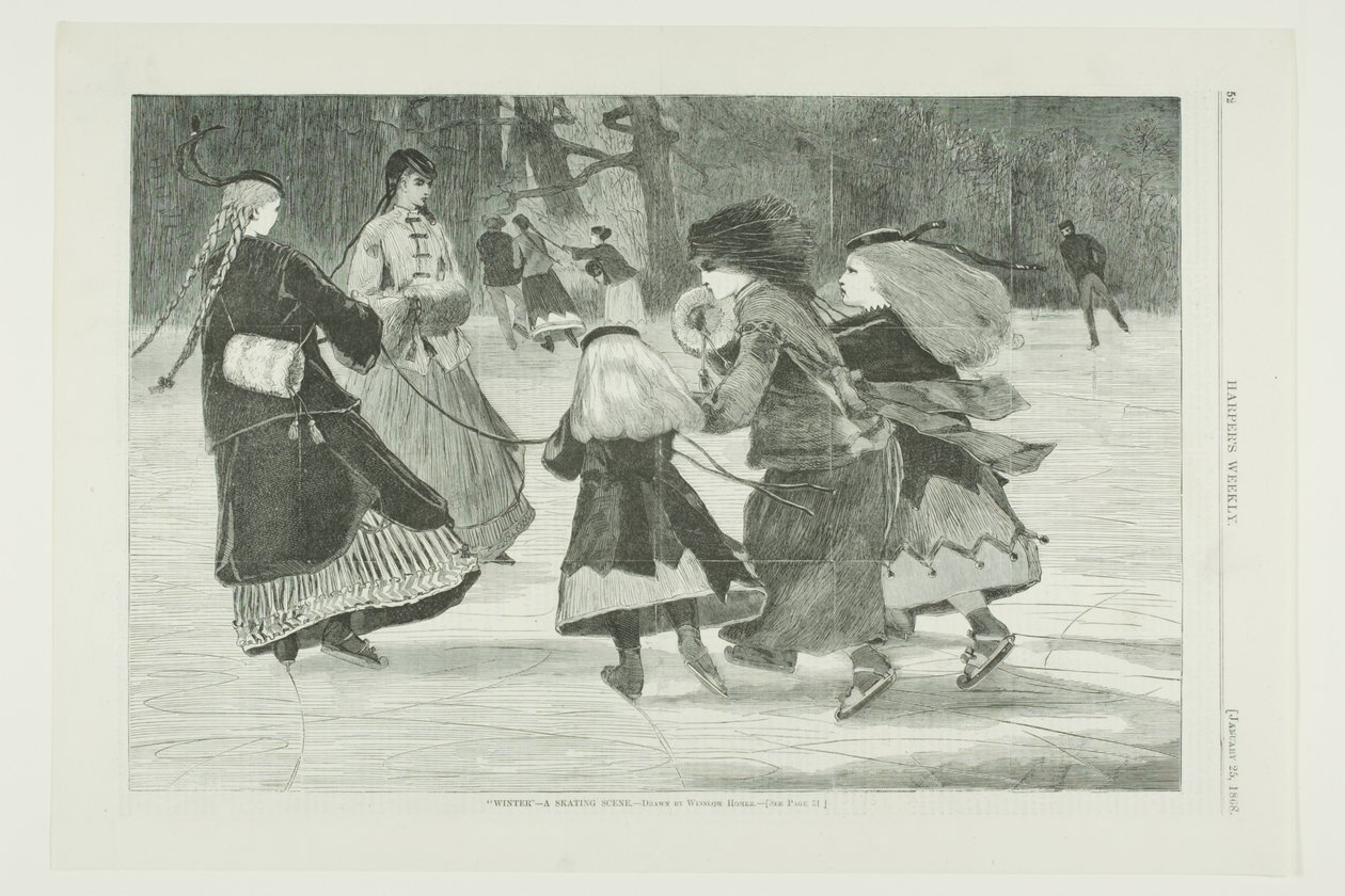 "Zima" - Scena łyżwiarska autorstwa Winslow Homer