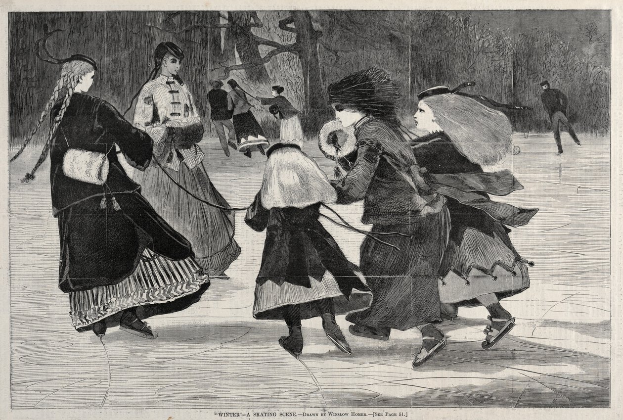 Zima - scena na łyżwach, 1868. autorstwa Winslow Homer