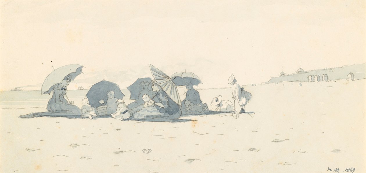 Kobiety i dzieci na plaży w Long Branch, New Jersey autorstwa Winslow Homer