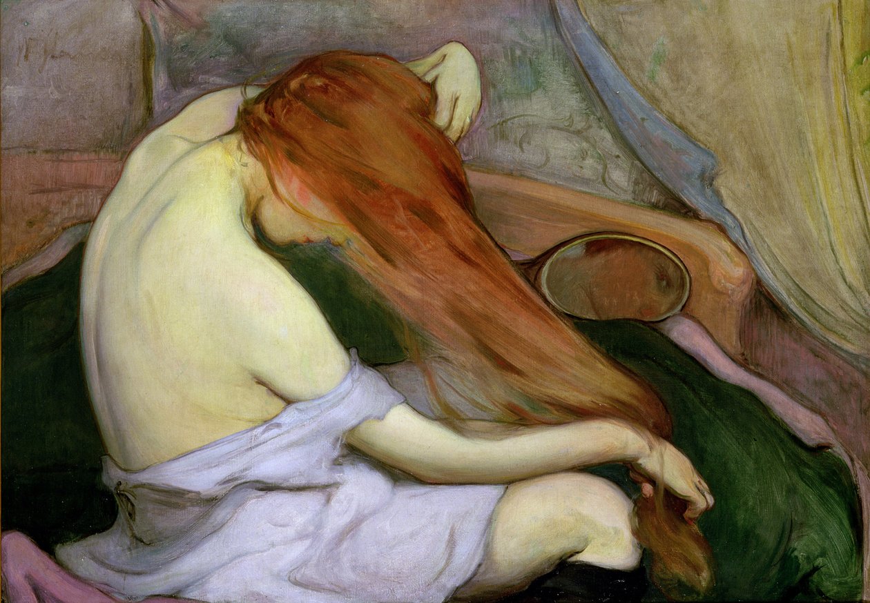 Kobieta czesząca włosy, 1897 autorstwa Wladislaw Slewinski