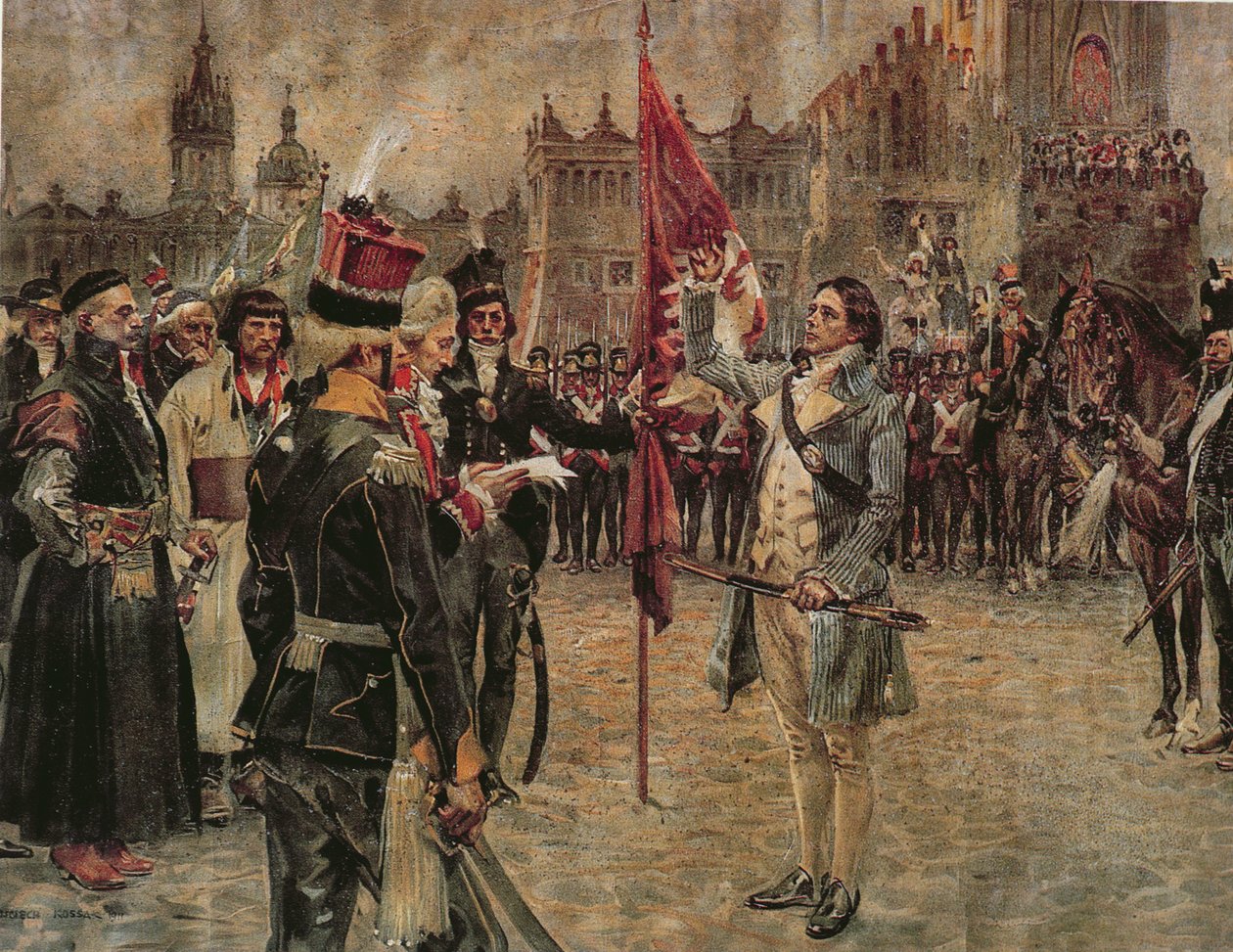 Tadeusz Kościuszko przyjeżdża do Krakowa 24 marca 1794 r., by zmobilizować naród polski do walki z rosyjską inwazją, 1911 autorstwa Wojciech Kossak
