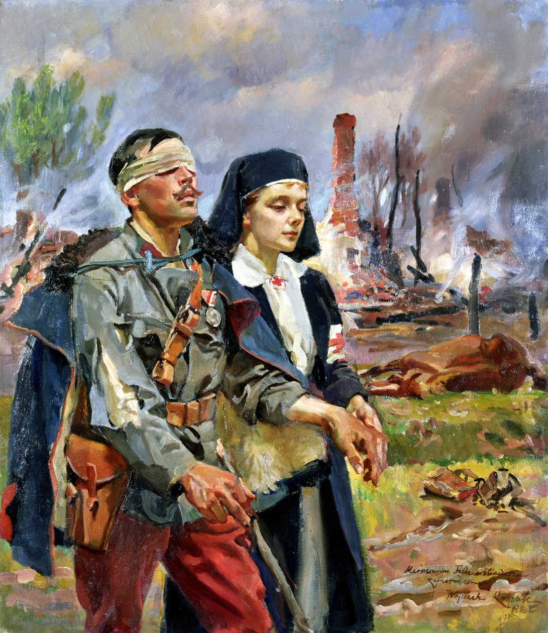 Ranny żołnierz, 1915 autorstwa Wojciech Kossak