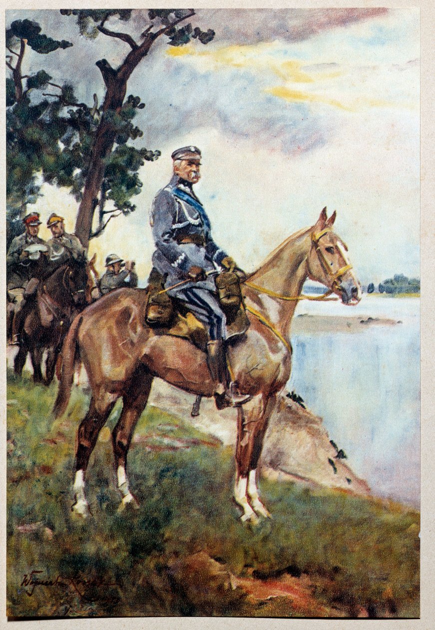 Equestrian portrait of Marechal Jozef (Joseph) Klemens Pilsudski (1867-1935) on his favorite horse Kasztanka. Painting by Woiciech Von Kossak (1857-1942) autorstwa Wojciech Kossak