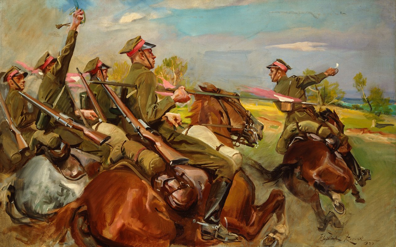 Szarża kawalerii polskiej (olej na płótnie) autorstwa Wojciech Kossak