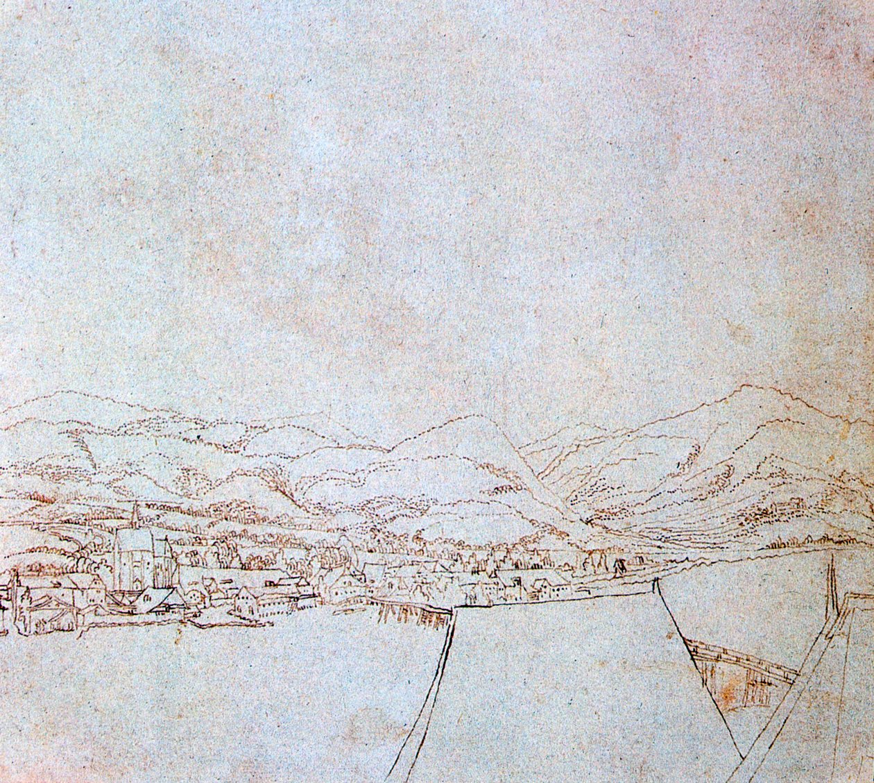 Widok Urfahra, c1510-1553 autorstwa Wolf Huber