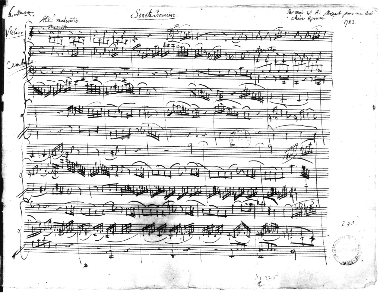 Ms.225 Sonata Premiera na skrzypce i klawesyn C-dur (K 403) 1782 autorstwa Wolfgang Amadeus Mozart