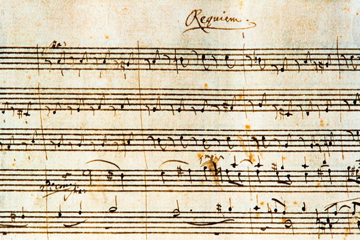 Autograf partytura Requiem KV 626 austriackiego kompozytora Wolfganga Amadeusza Mozarta (1756-1791) autorstwa Wolfgang Amadeus Mozart